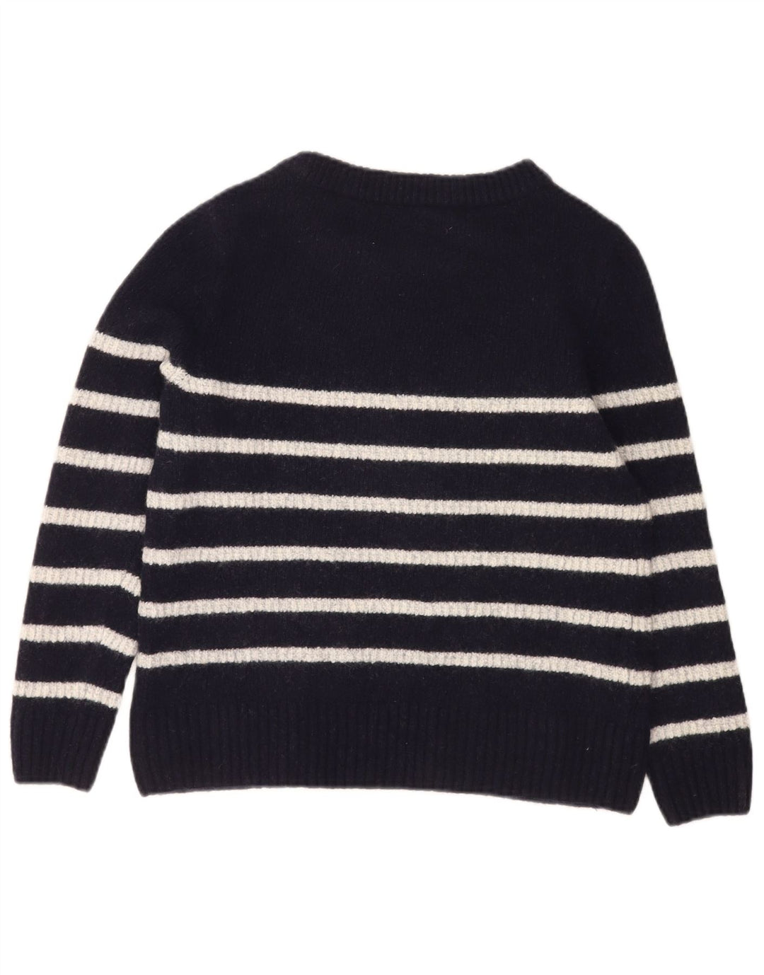 Maglione maglione con scollo a barca da donna Barbour UK 14 Lana a righe blu navy medio