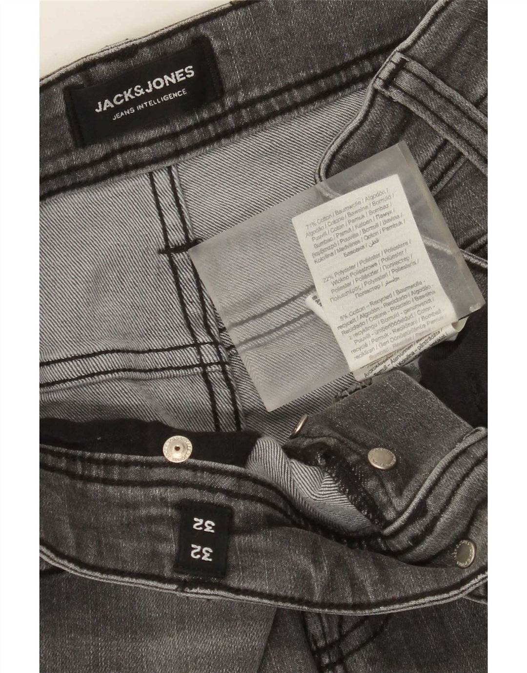 Jeans slim da uomo Jack & Jones W32 L32 cotone grigio