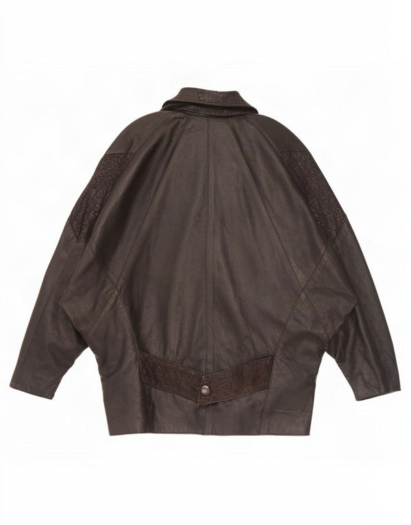 Giacca in pelle oversize da donna vintage UK 10 piccola nera