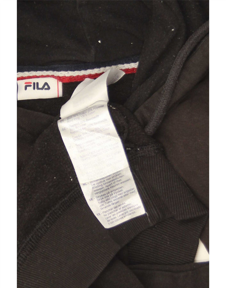 Felpa con cappuccio grafica da uomo Fila in cotone nero medio