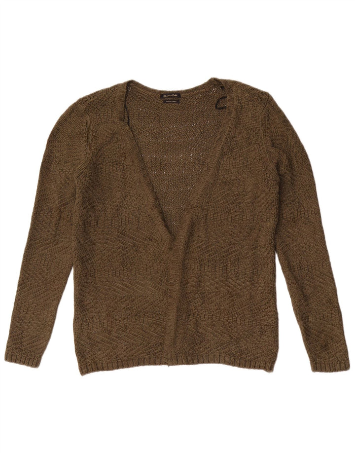 Massimo Dutti Maglione cardigan aperto da donna UK 12 Medio Cachi