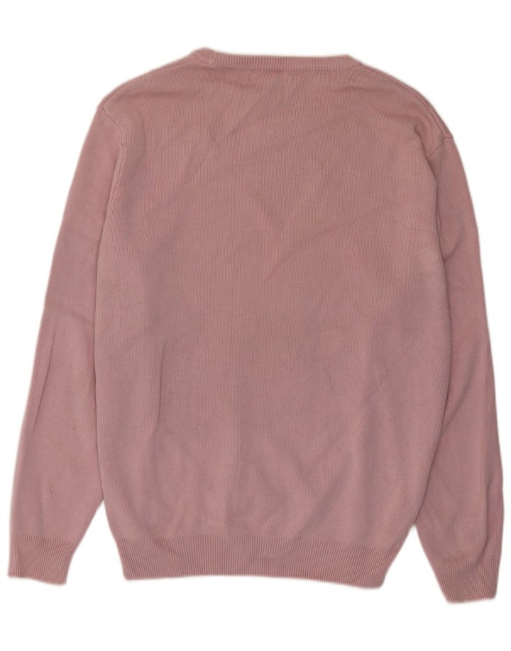 Maglione maglione girocollo da uomo Zara in cotone rosa medio