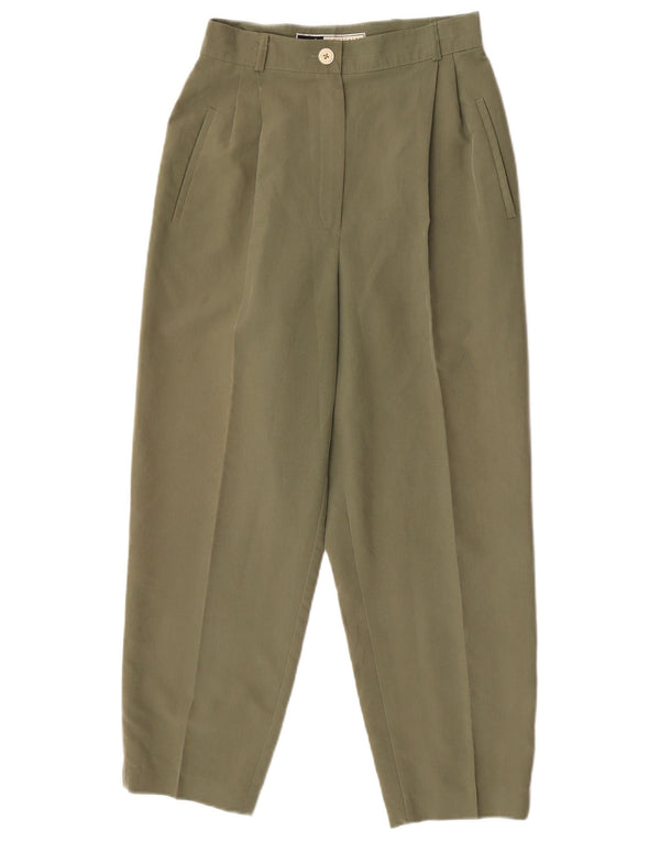 Pantaloni con pedge a vita alta da donna vintage EU 36 Small W25 L24 Verde
