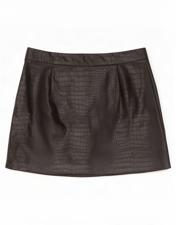 Minigonna Zara da donna in ecopelle media W28 nera con stampa animalier