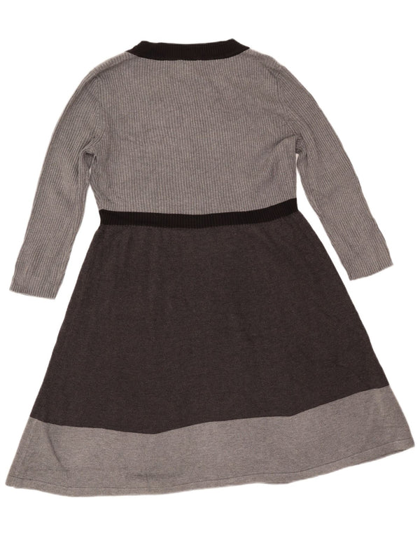 Abito maglione da donna Tommy Hilfiger UK 18 XL Acrilico color block grigio