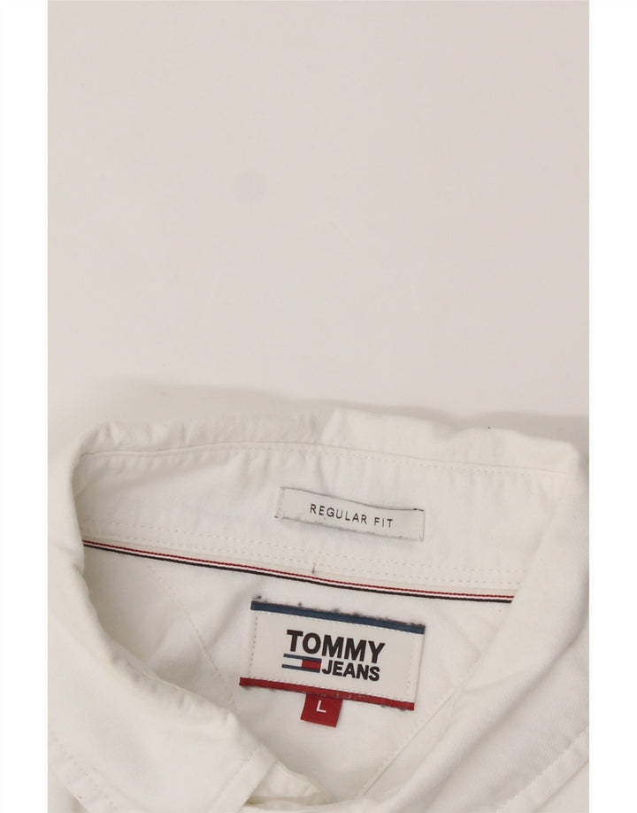 TOMMY HILFIGER Mens Regular Fit Shirt Large White Cotton Vintage Tommy Hilfiger and Second-Hand Tommy Hilfiger from Messina Hembry 