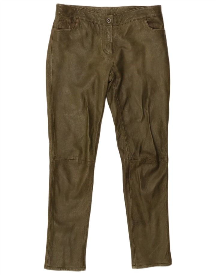 Pantaloni slim in pelle vintage da donna W30 L29 in pelle verde