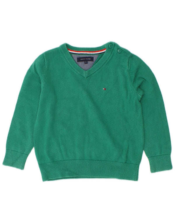 Maglione maglione con scollo a V per neonato Tommy Hilfiger 12-18 mesi verde