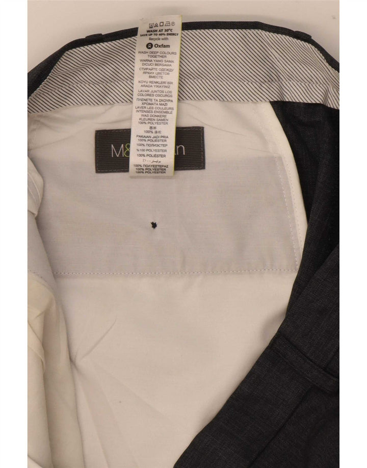 Pantaloni da abito dritti da uomo Marks & Spencer W38 L31 poliestere blu