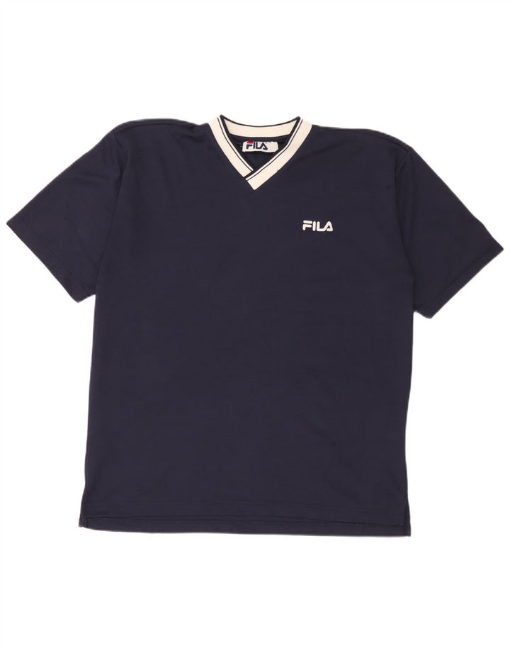 T-shirt da uomo Fila Top Small blu navy in poliestere color block