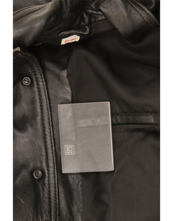 Giacca in pelle vintage da uomo UK 38 media nera