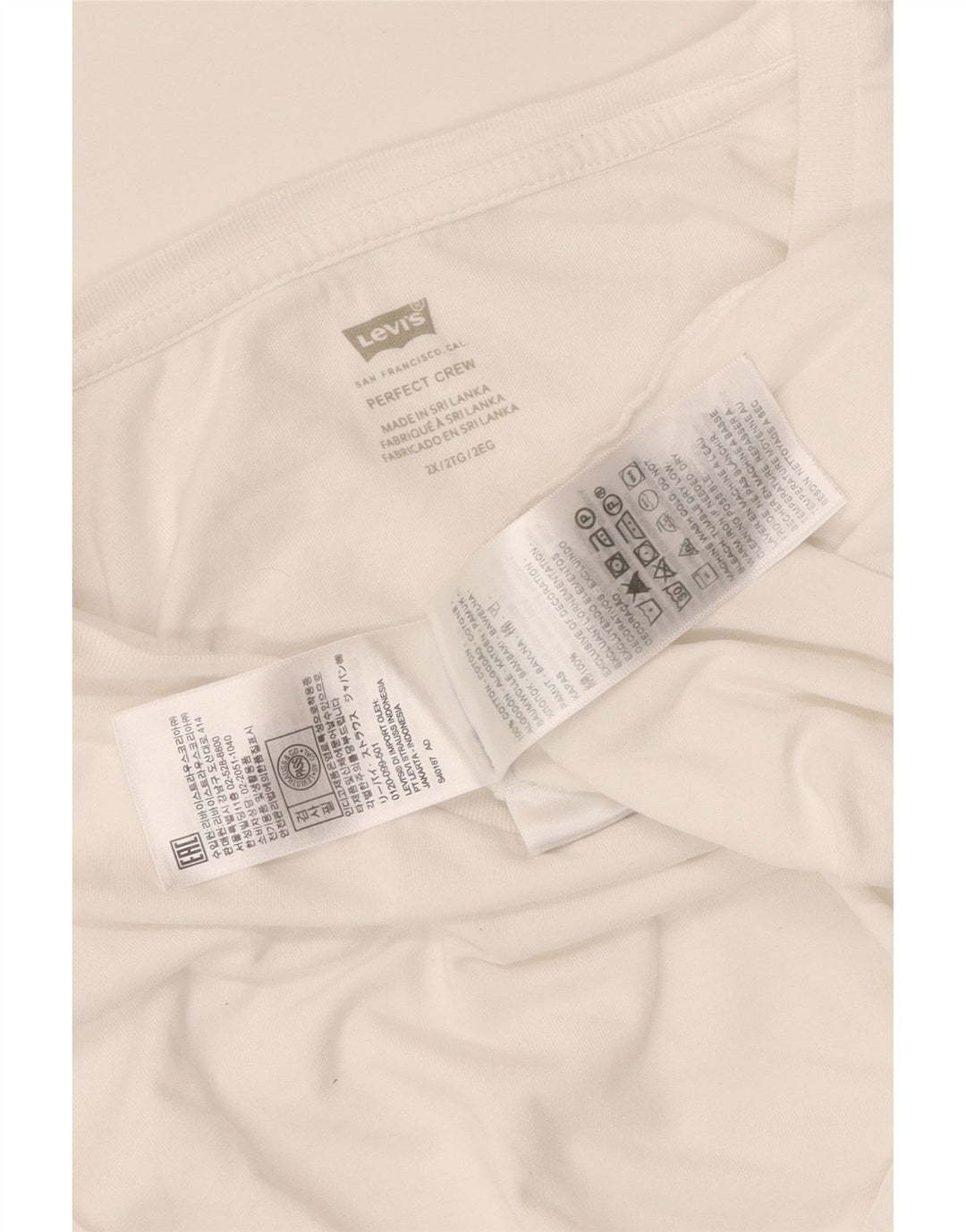 LEVI'S Maglietta da donna Perfect Crew UK 20 2XL Cotone bianco