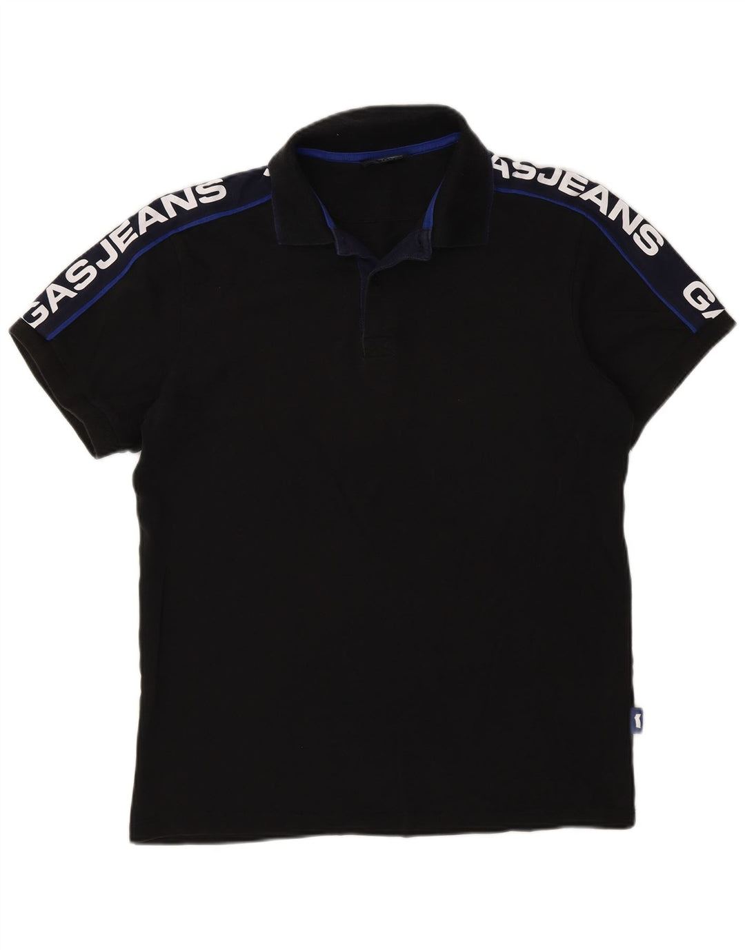Polo grafica da uomo Gas in cotone color block medio nero