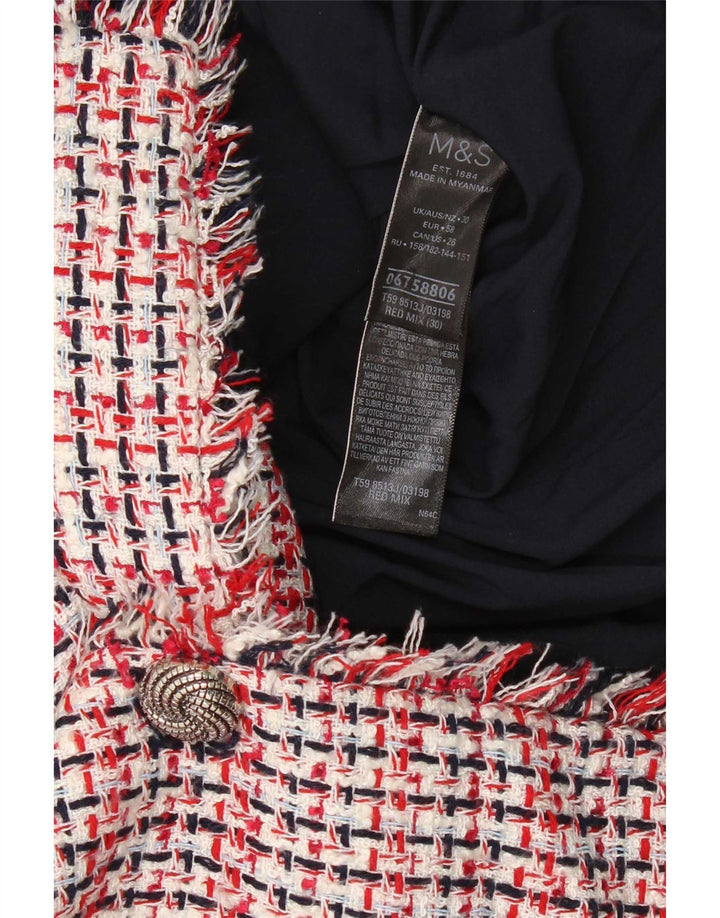 Giacca blazer a 3 bottoni Marks & Spencer da donna UK 30 6XL Poliestere a quadri rossi