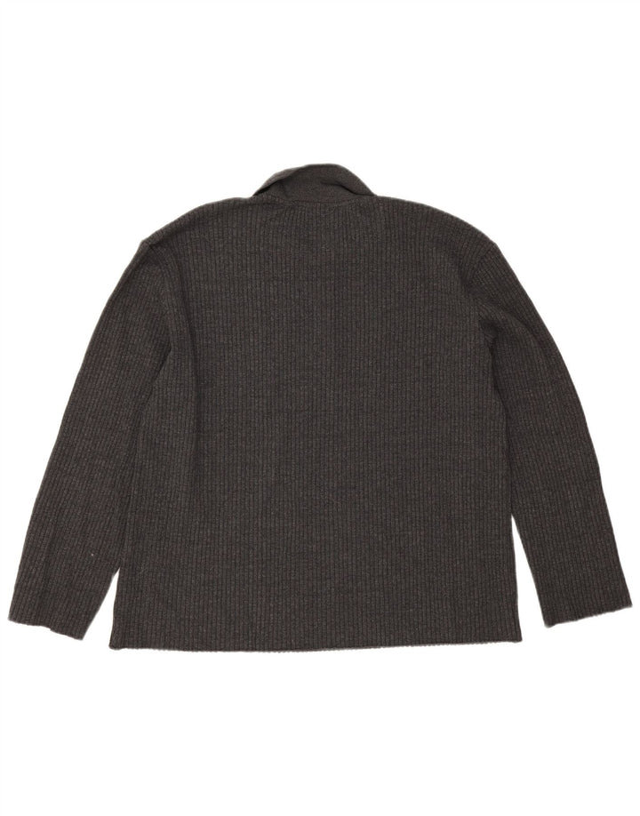 Maglione Zara da uomo con collo alto, grande, in poliestere grigio
