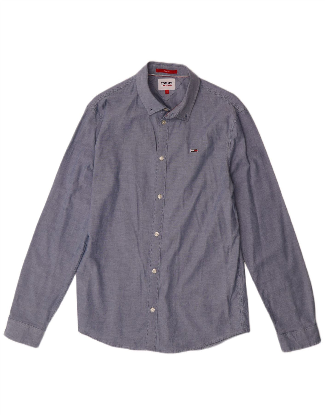 TOMMY HILFIGER Camicia slim fit da uomo in cotone blu medio