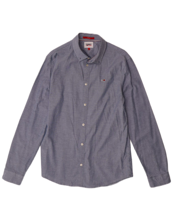 TOMMY HILFIGER Camicia slim fit da uomo in cotone blu medio
