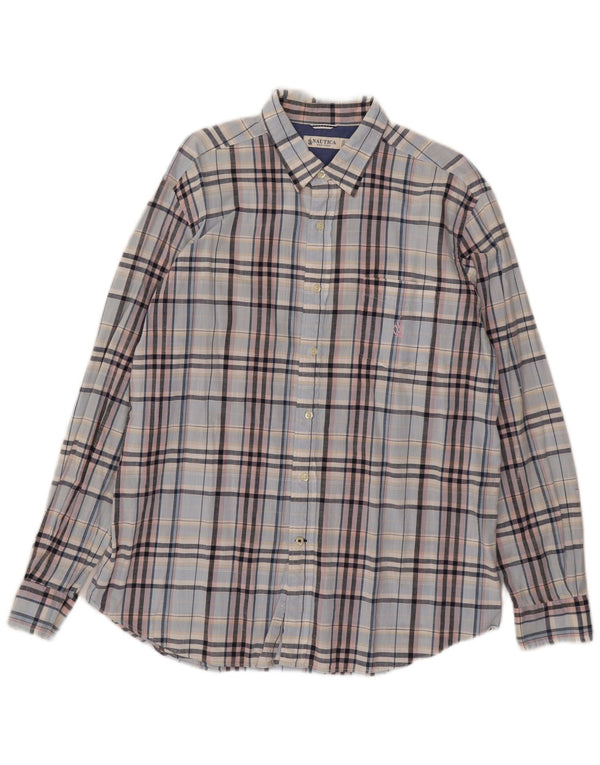 Nautica Mens Heritage Shirt Large Blue Check Cotton