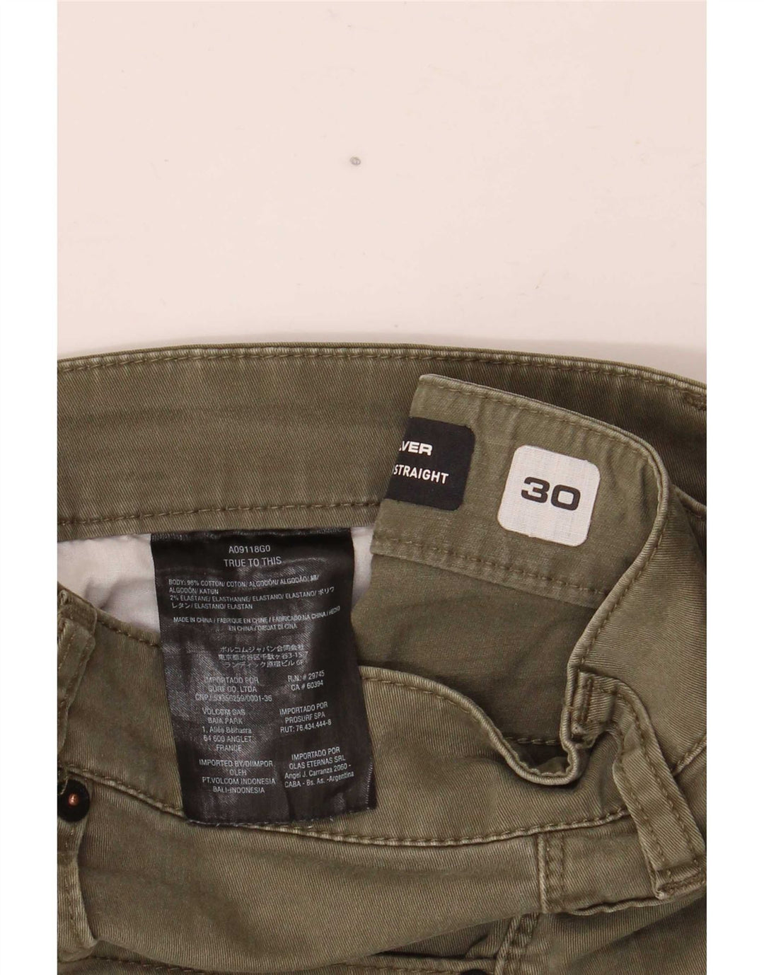 Pantaloncini di jeans Volcom Solver da uomo W30 cotone kaki medio