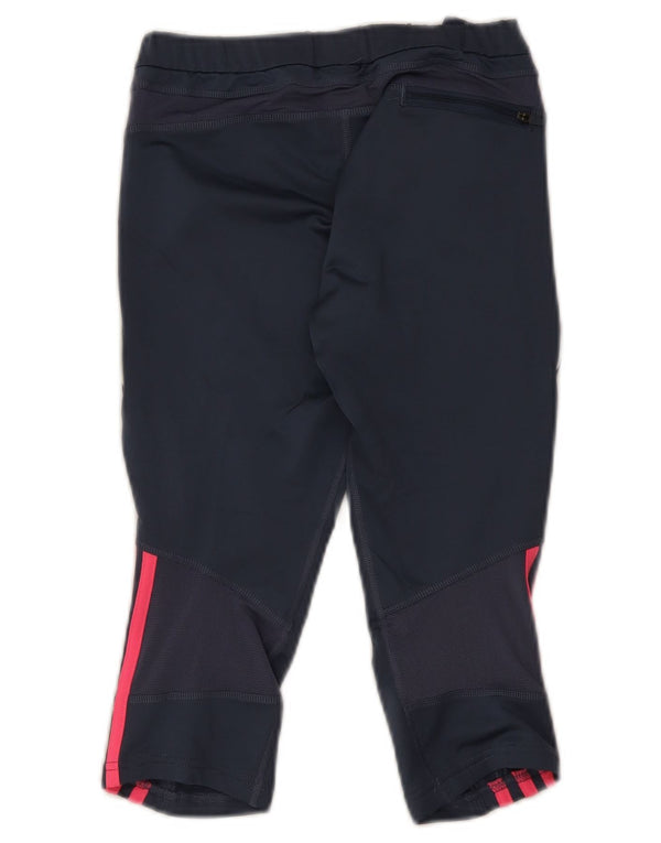 Adidas Donna Response Capri Leggings UK 12 Medio Blu Navy Poliestere