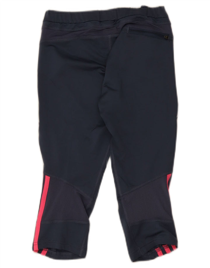 Adidas Donna Response Capri Leggings UK 12 Medio Blu Navy Poliestere