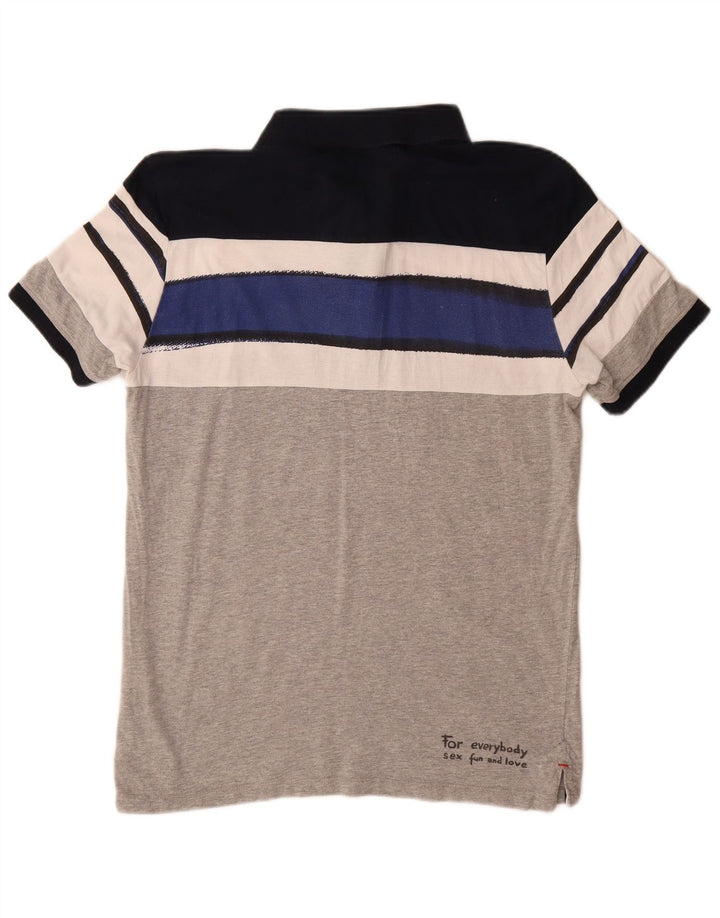 Polo grafica da uomo Desigual grande in cotone grigio