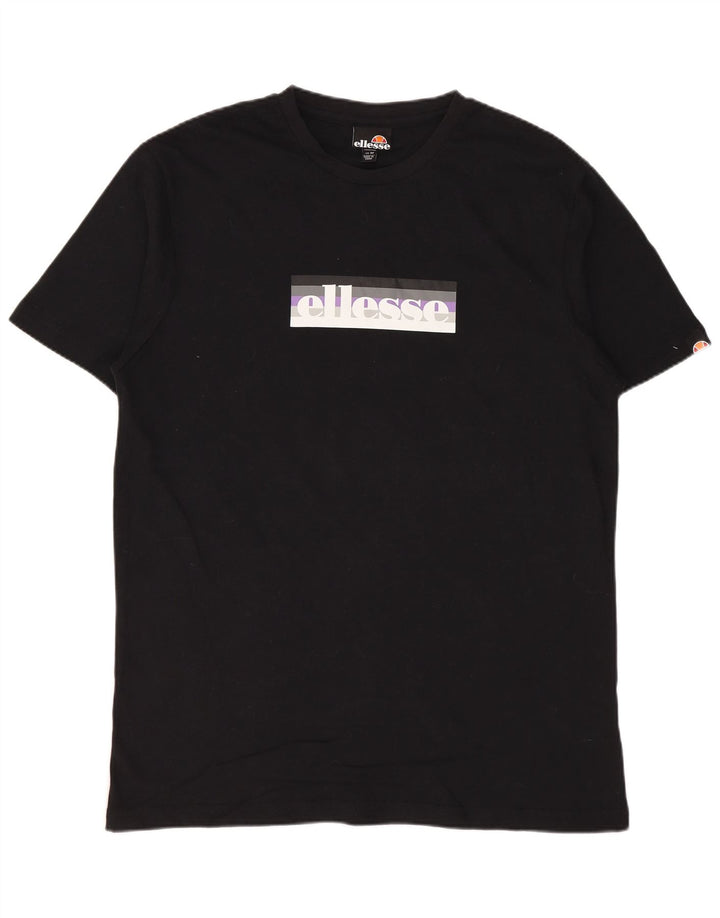 ELLESSE T-shirt grafica da uomo Top in cotone nero medio