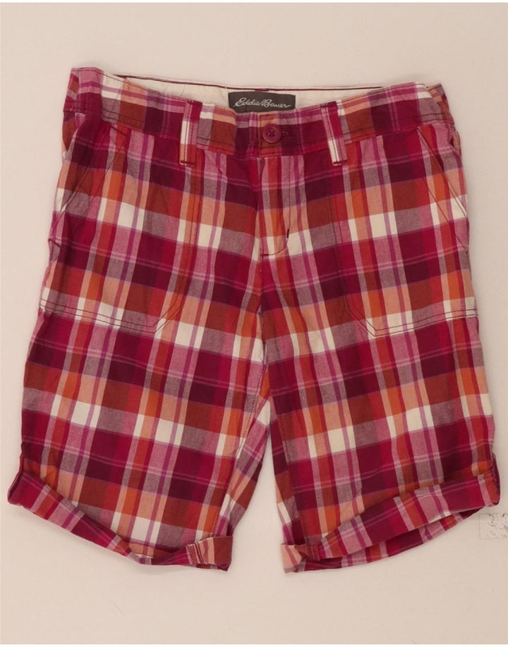 EDDIE BAUER Womens Chino Shorts US 2 XS W30 Red Check Cotton Vintage Eddie Bauer and Second-Hand Eddie Bauer from Messina Hembry 