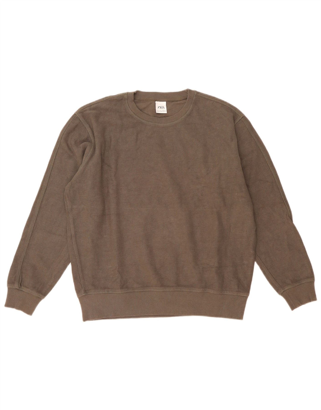 Felpa Zara da uomo vestibilità ampia maglione piccolo cotone grigio