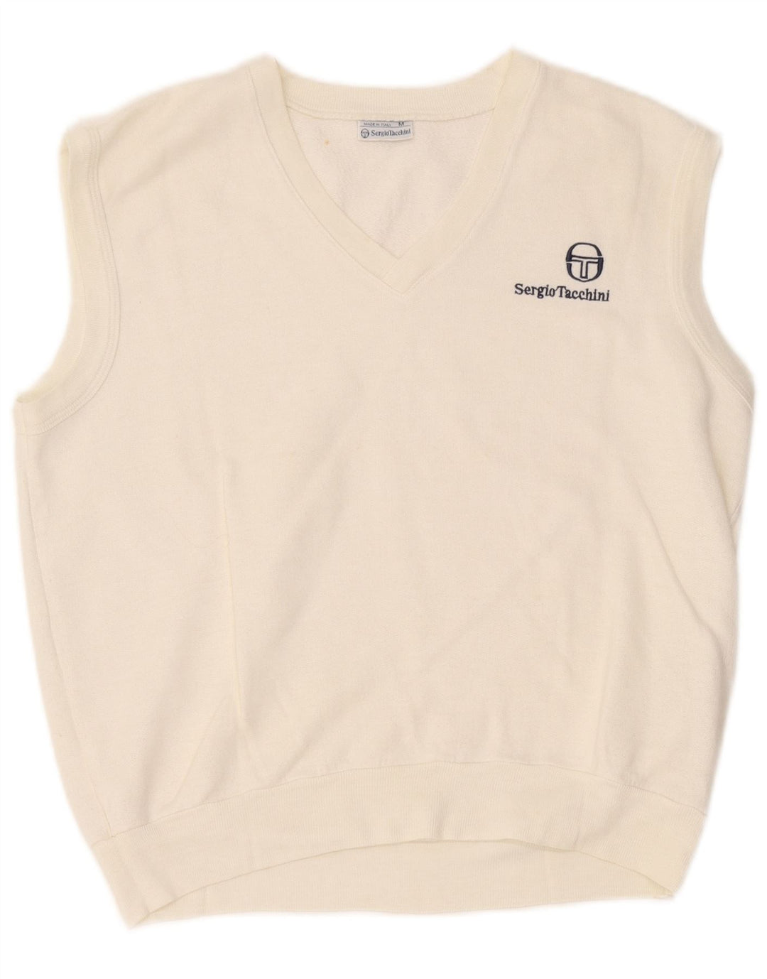 Felpa senza maniche da uomo Sergio Tacchini, in acrilico bianco medio