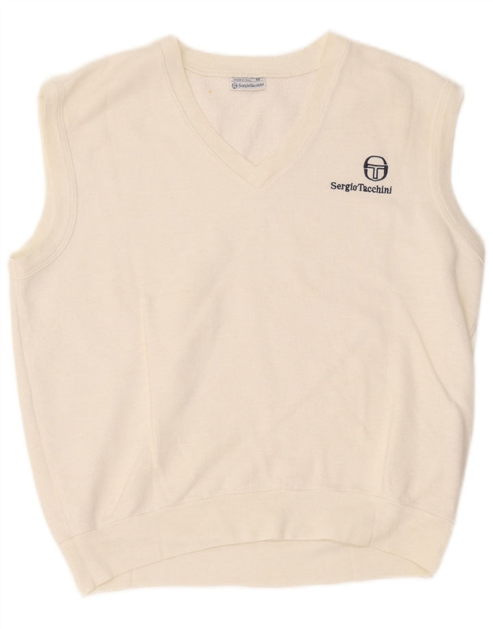Felpa senza maniche da uomo Sergio Tacchini, in acrilico bianco medio