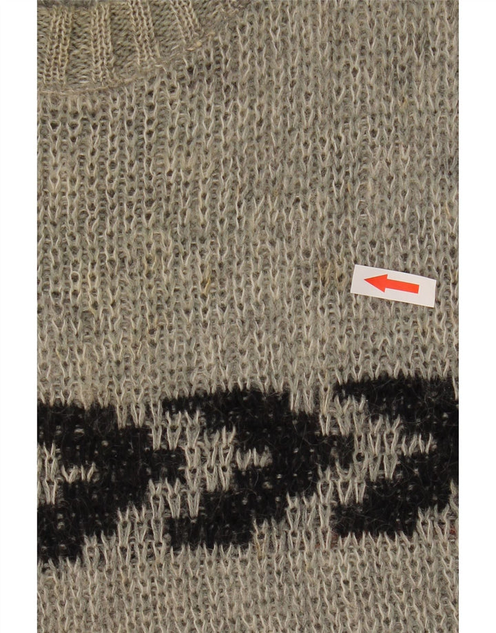 Maglione vintage da uomo girocollo taglia 40 a righe grigio medio