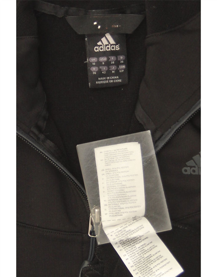 Maglione con cappuccio e zip da donna Adidas UK 10 piccolo poliestere nero
