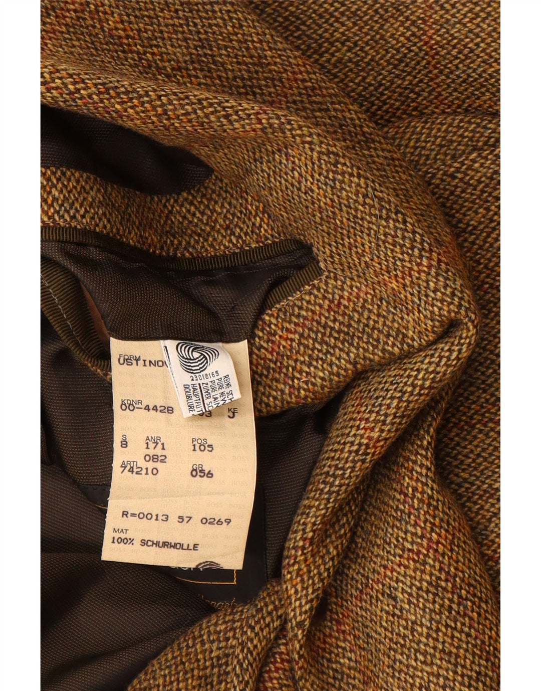 Giacca blazer da uomo a 2 bottoni HUGO BOSS EU 56 3XL lana vergine a quadri marrone