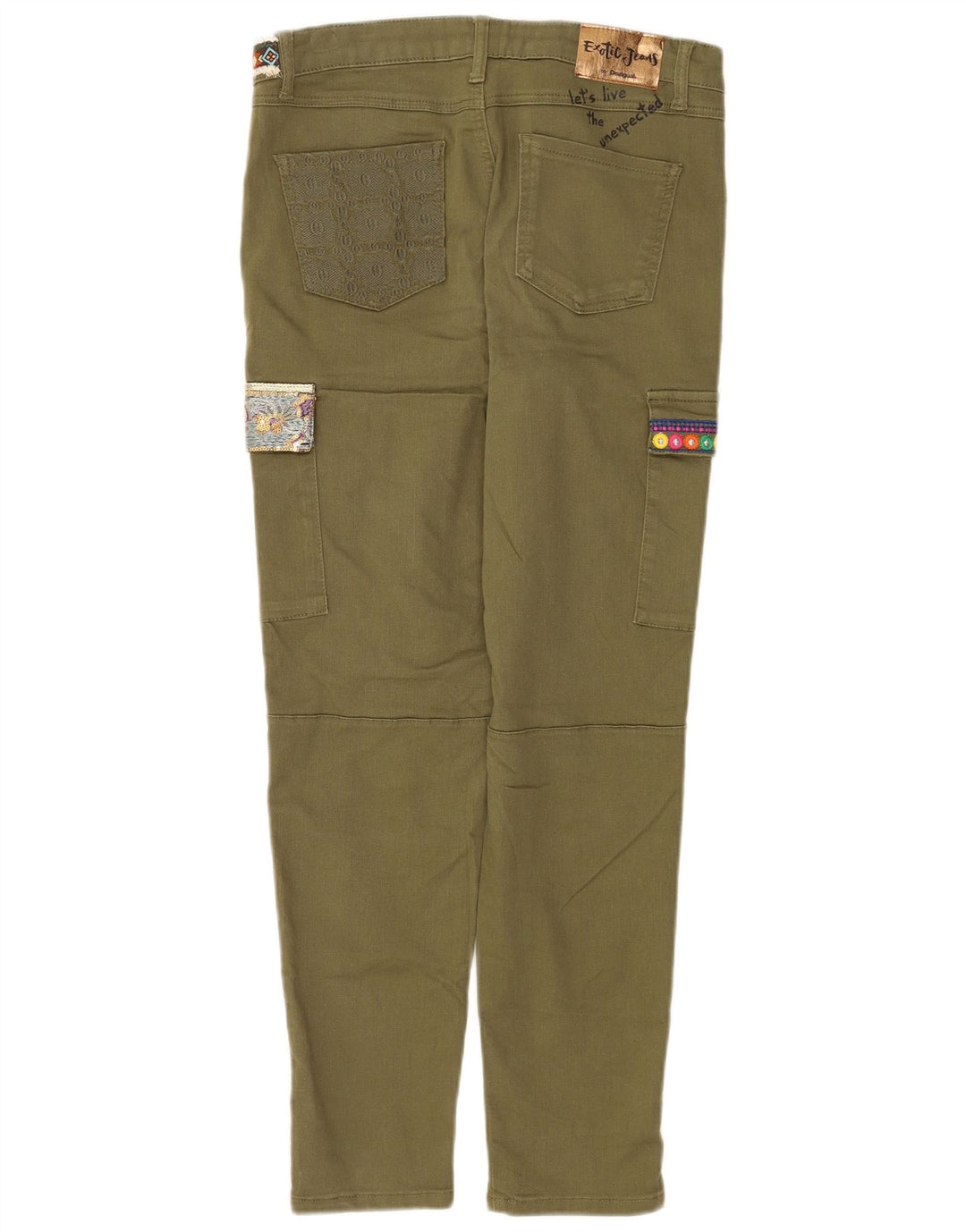 Pantaloni cargo slim grafici da donna Desigual EU 40 Medium W30 L29 Khaki