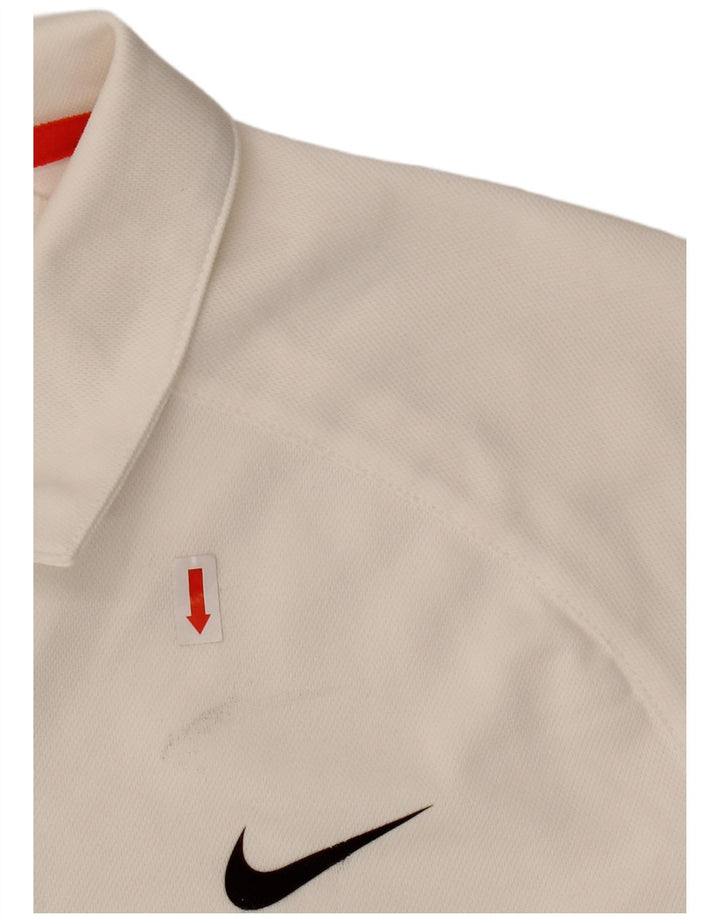 Polo NIKE da uomo UK 42/44 Large in poliestere color block bianco