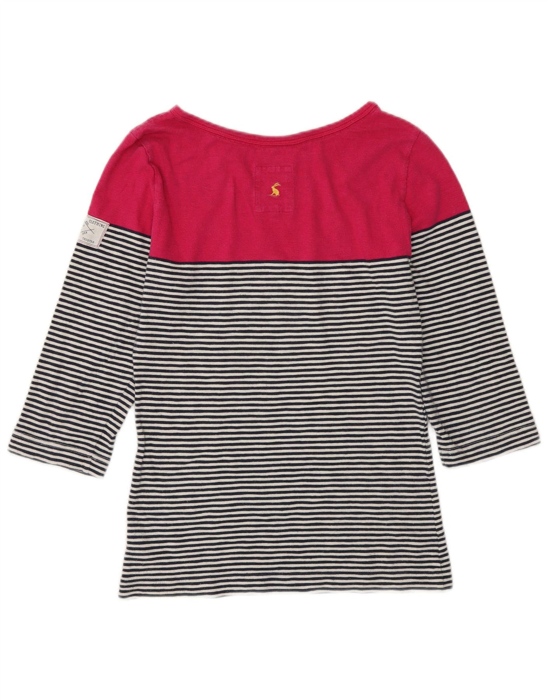 Joules Top da donna manica 3/4 UK 10 piccolo cotone a righe multicolore