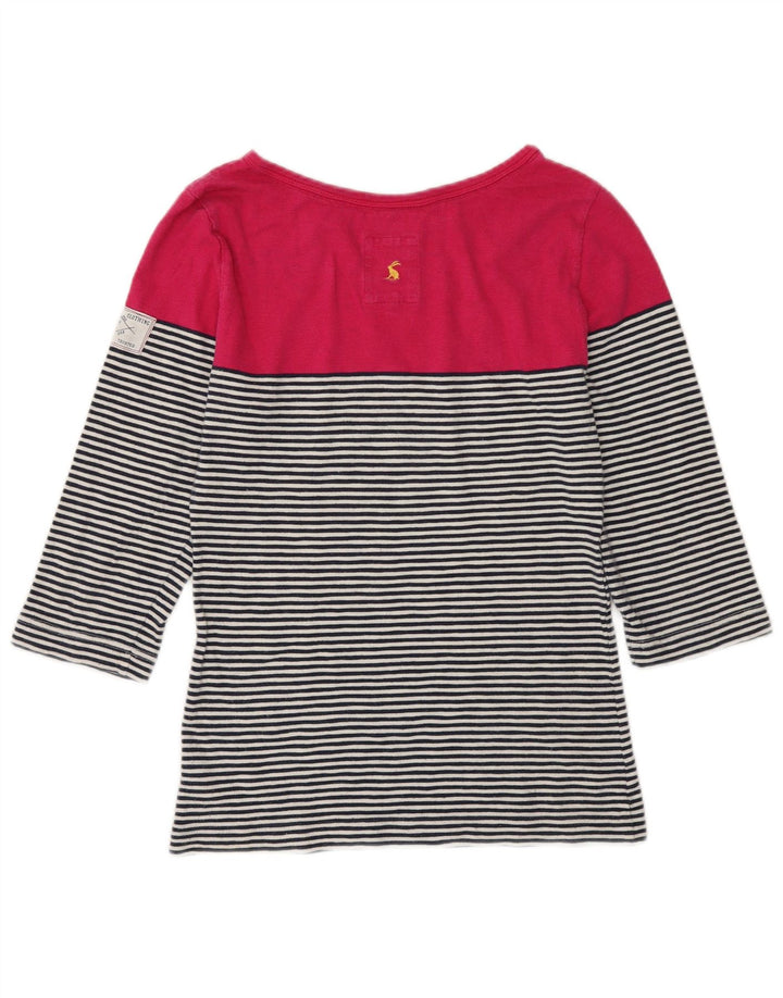 Joules Top da donna manica 3/4 UK 10 piccolo cotone a righe multicolore