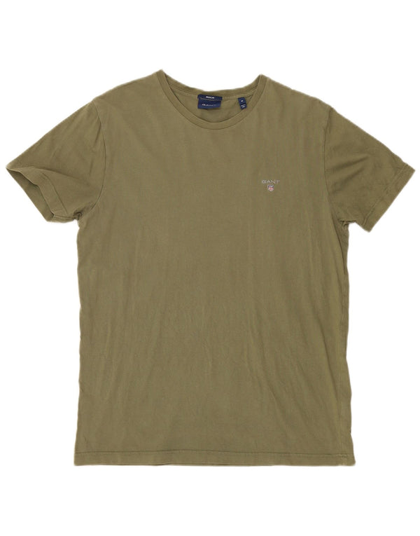 Gant T-shirt regolare da uomo Top in cotone kaki medio