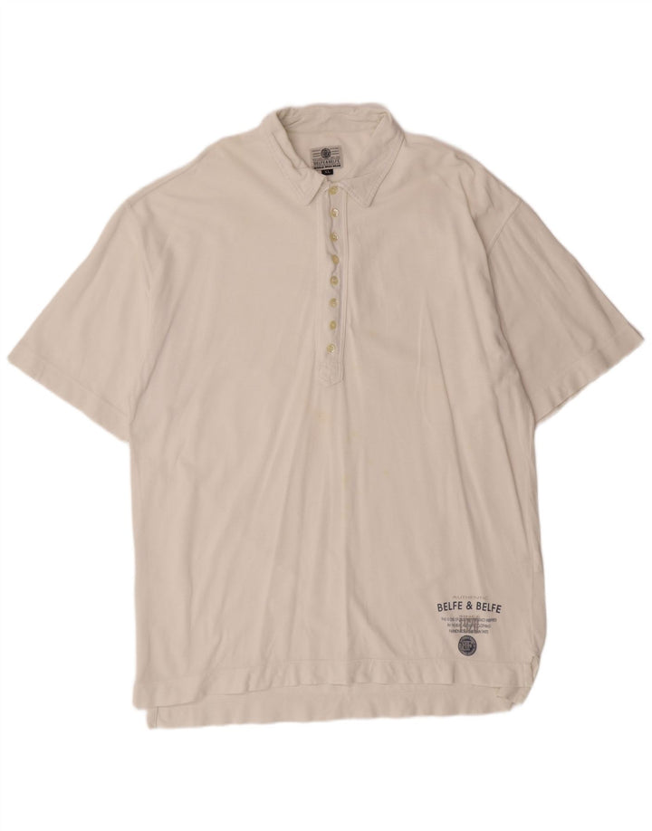 BELFE & BELFE Mens Polo Shirt XL White Cotton