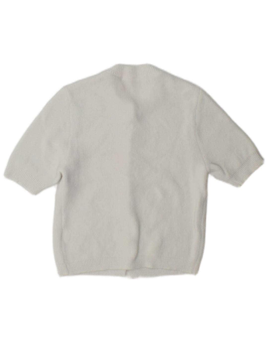 Maglione cardigan a maniche corte da donna Zara UK 10 piccolo bianco poliammide