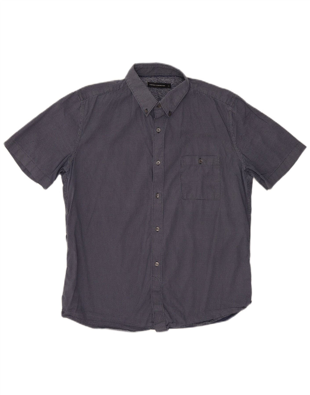 Camicia a maniche corte da uomo French Connection grande in cotone maculato blu navy