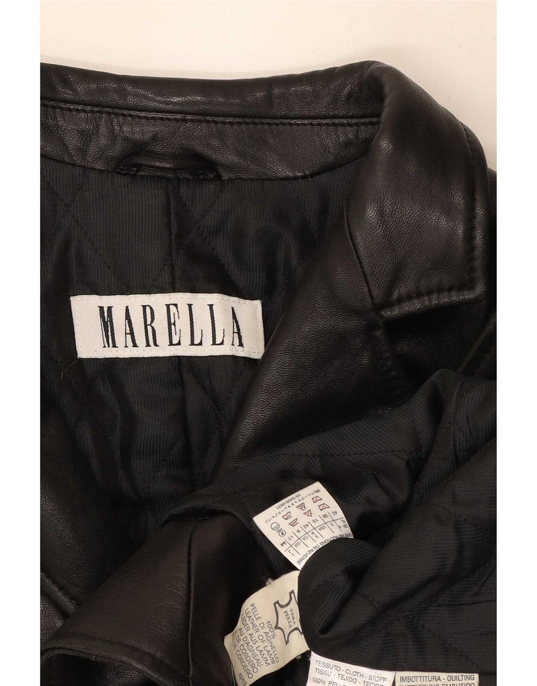 Cappotto in pelle da donna Marella UK 12 Pelle nera media