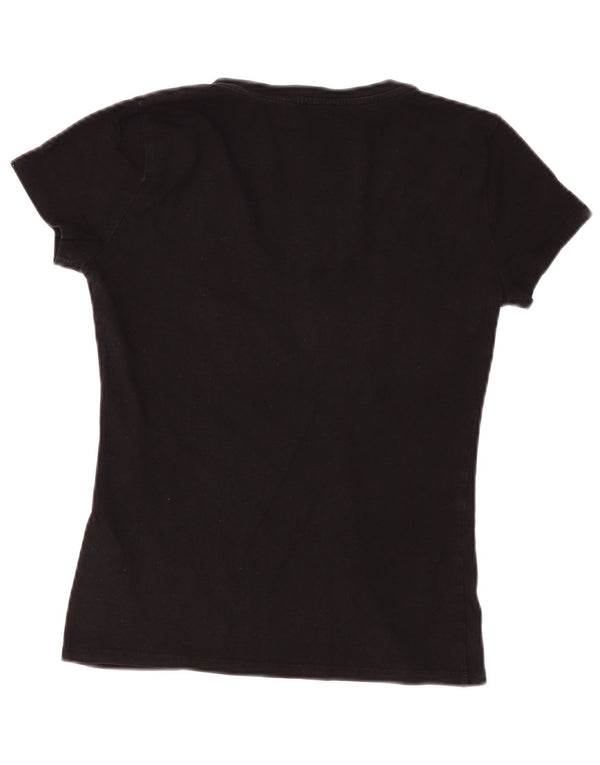 LIU JO Womens Pearl Graphic T-Shirt Top UK 10 Small Black Cotton