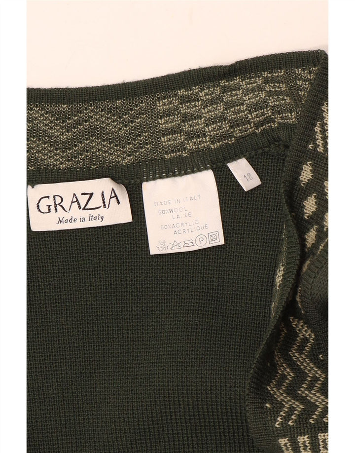 Maglione cardigan lungo da donna Grazia US 18 2XL Lana kaki