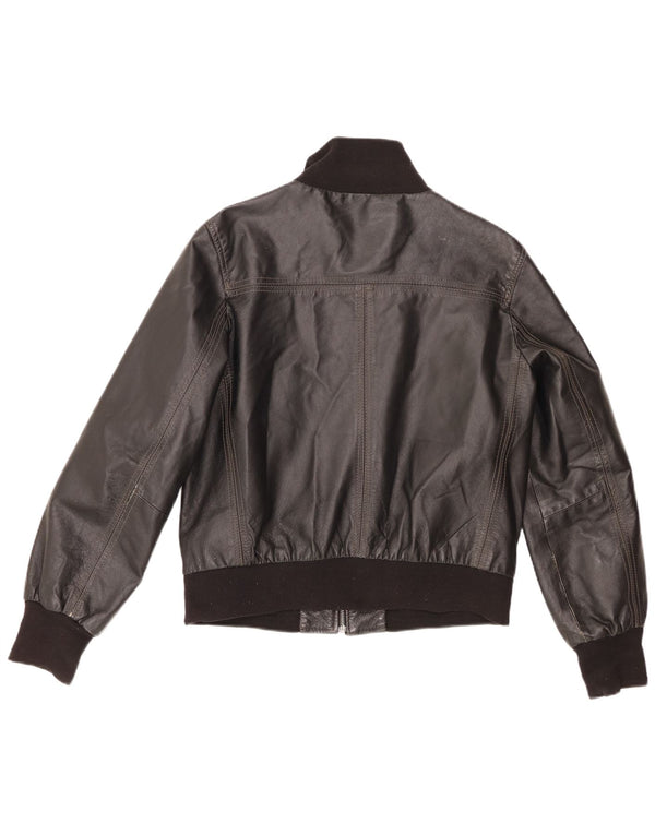 Conbipel Womens Bomber Leather Jacket IT 48 XL Black Colourblock