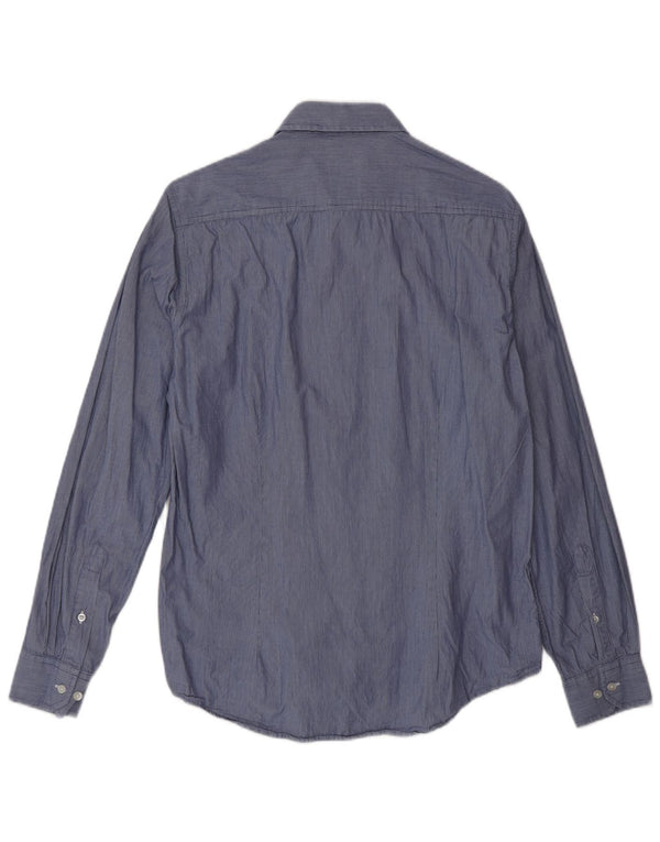 Camicia slim fit da uomo Dack's in cotone gessato blu medio