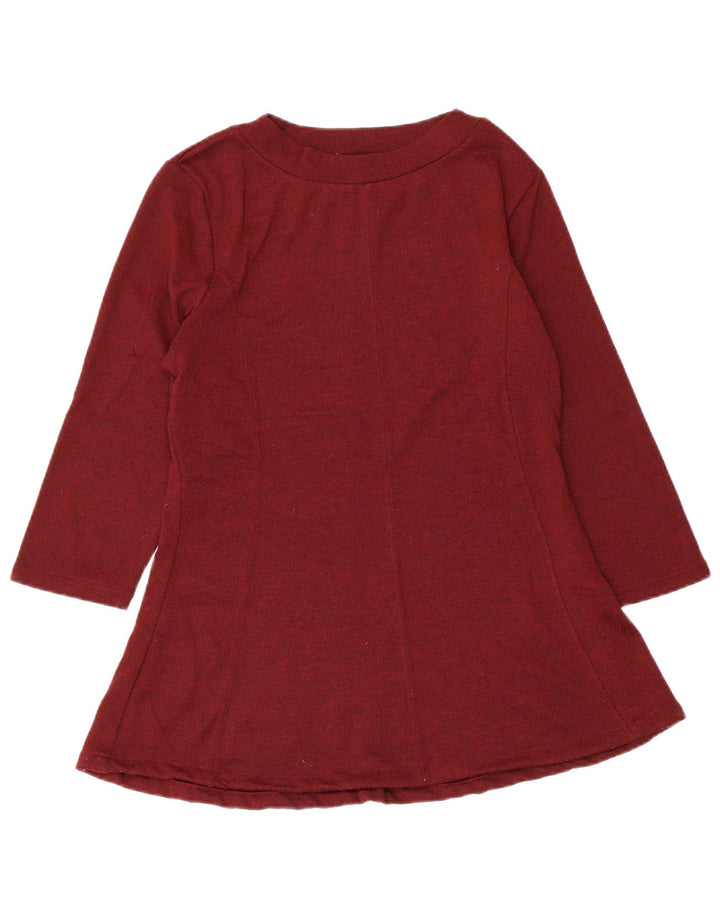MARKS & SPENCER Camicetta da donna con maniche a 3/4 UK 12 Borgogna medio chiazzato