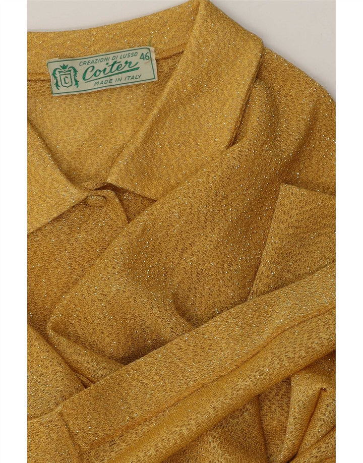 Camicetta camicia vintage da donna IT 46 grande gialla