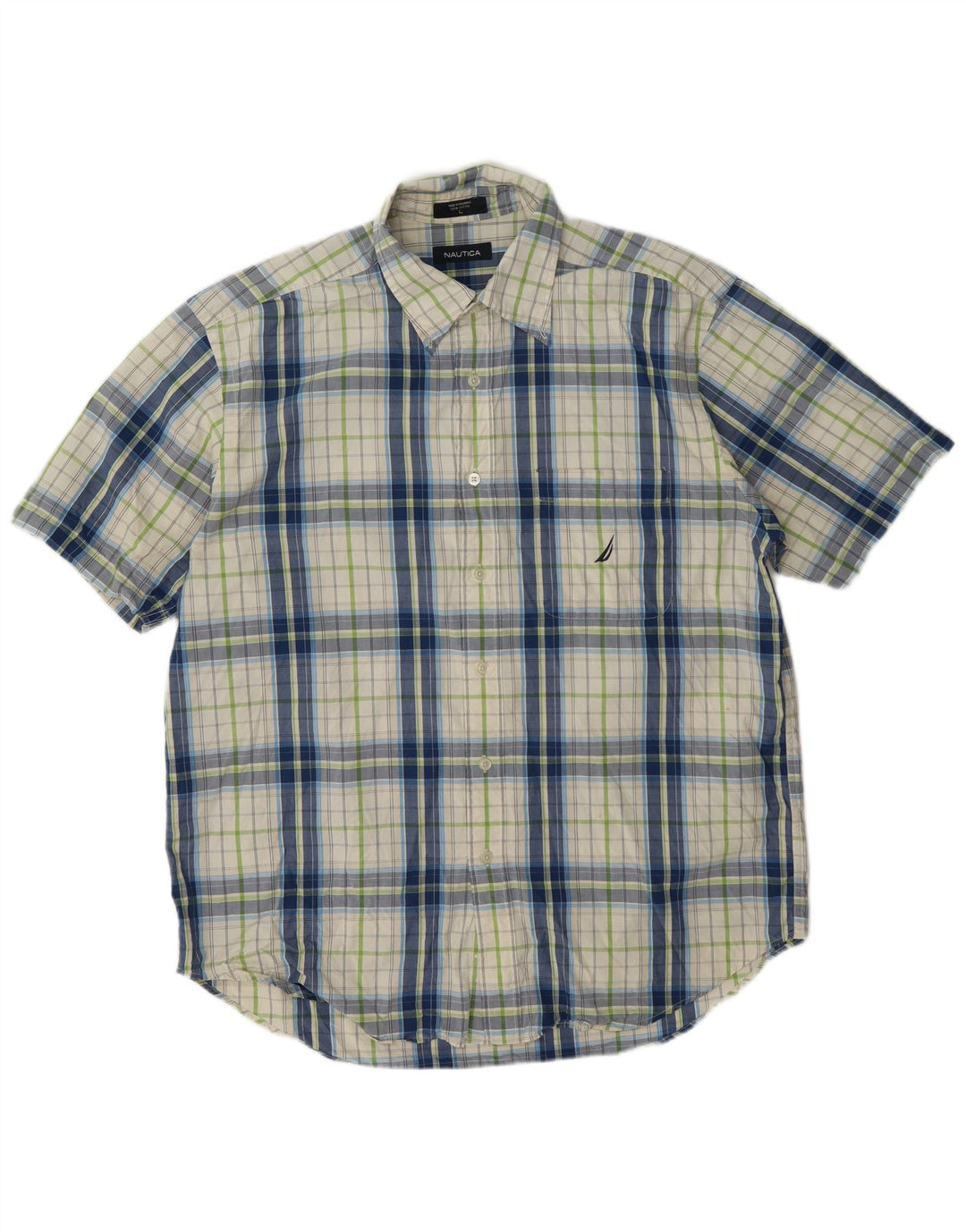 Camicia da uomo a maniche corte Nautica, cotone a quadri multicolore grande